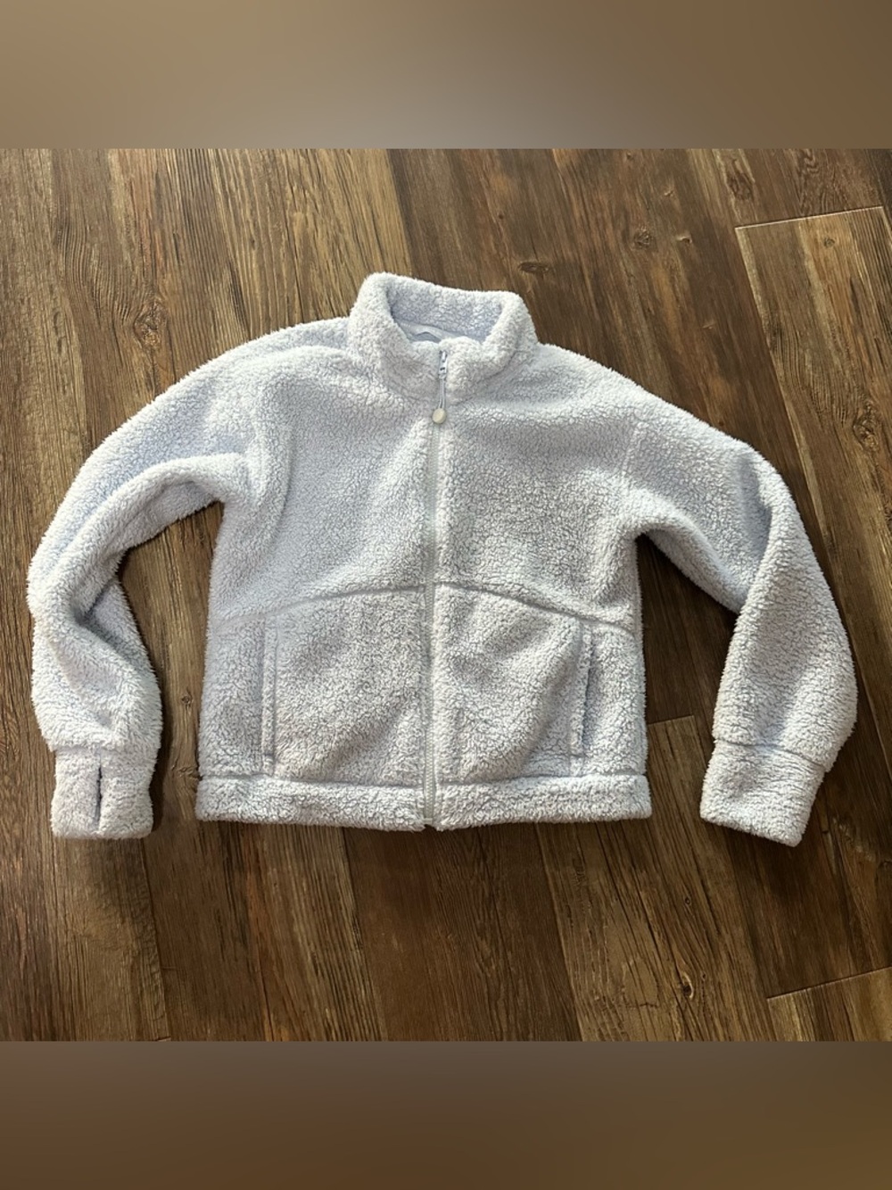 Athleta girl light blue dream on Sherpa full zip jacket XL 14